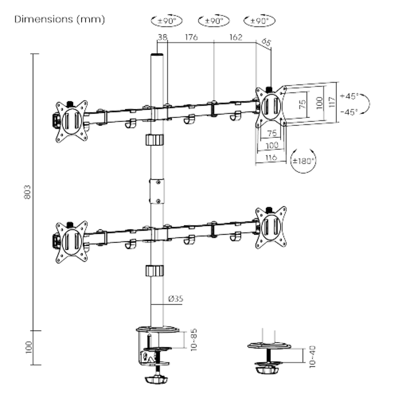 Quad-Monitor Monitor Mount – תמונה 2