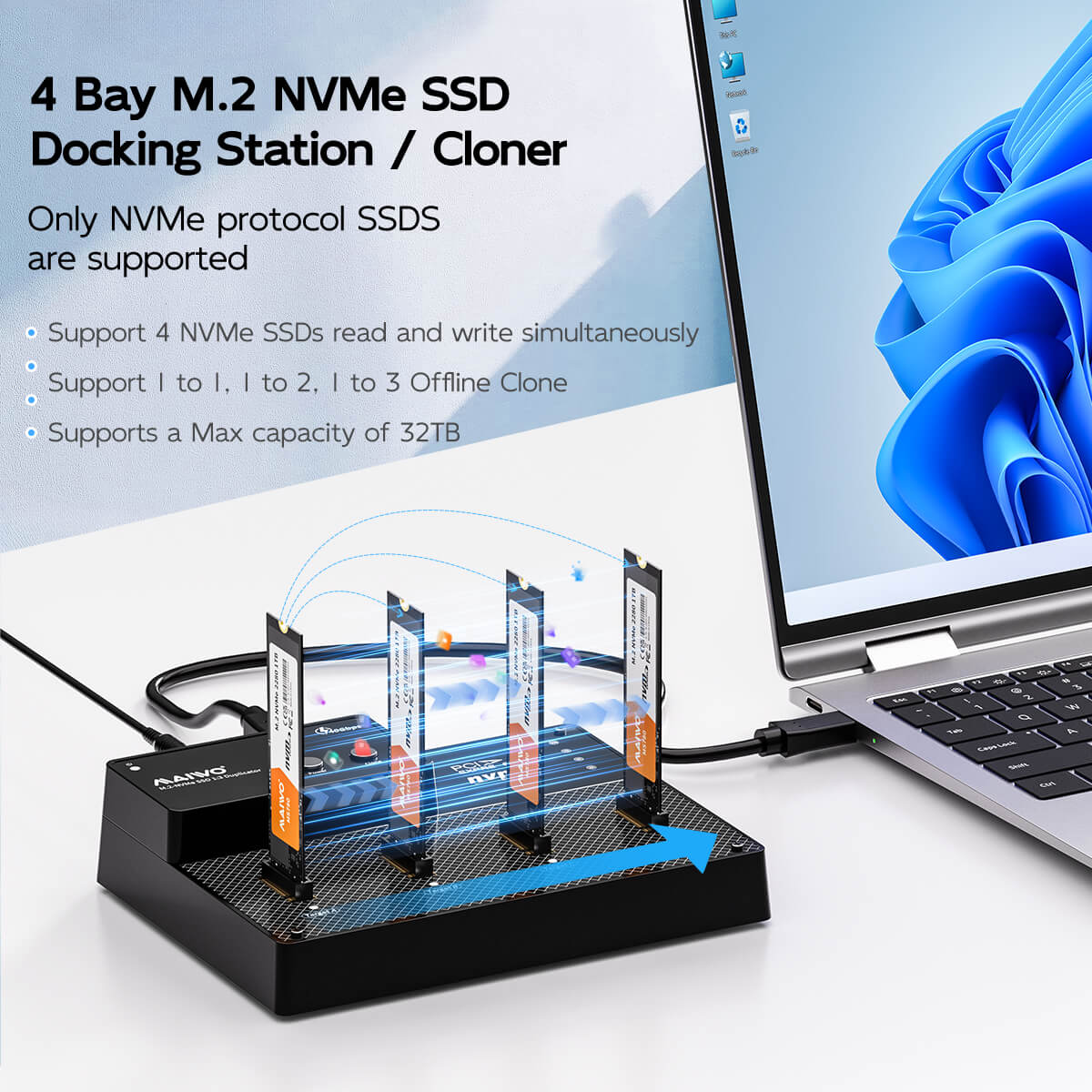 4 Bays Enclosure for NVMe M.2 SSD – תמונה 7