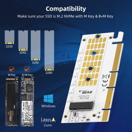 M.2 NVMe SSD to PCIe 3.0 X16/X8/X4 Adapter Converter Card – תמונה 3