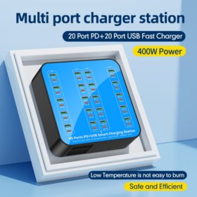 עמדת טעינה מהירה 400W לסלולרים\טאבלט עם 40 חיבורי TYPEC\USB