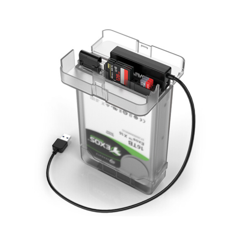 2.5″/3.5″ SATA Drive Enclosure with SD Card Slot – תמונה 2