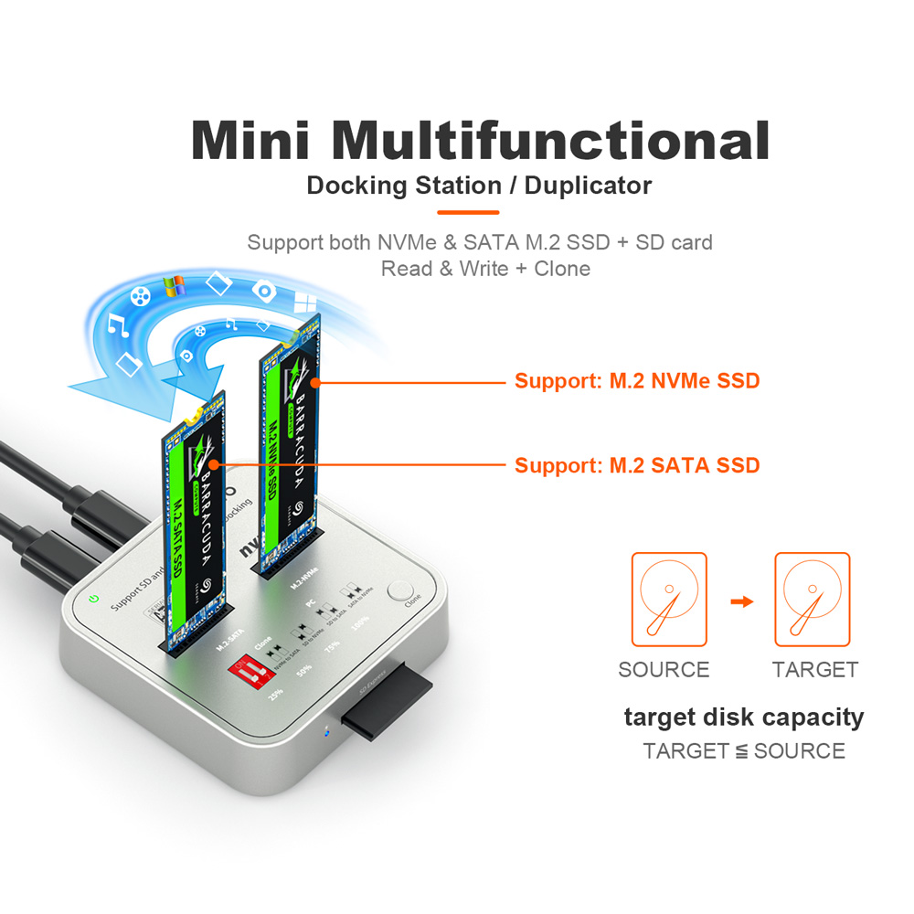 M.2 NVMe SATA Duplicator 2 Bay – תמונה 4