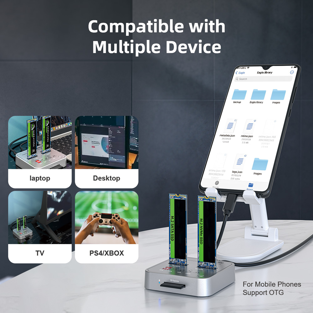 M.2 NVMe SATA Duplicator 2 Bay – תמונה 2
