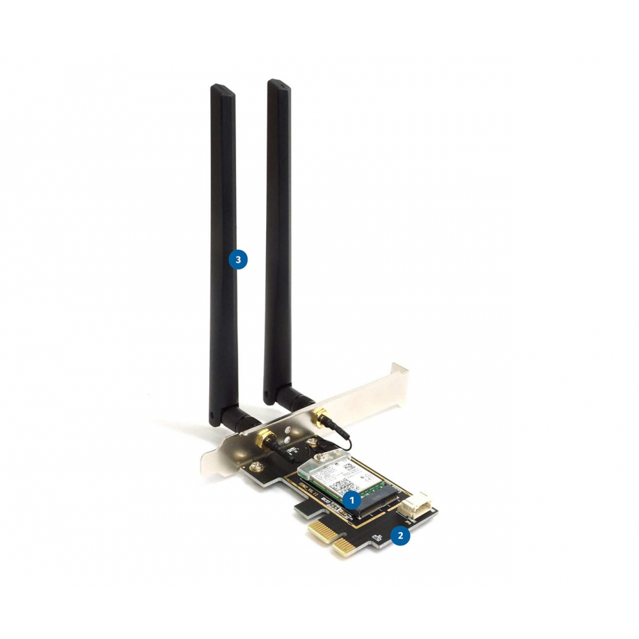 Alfa WiFi 6E PCIe Card –Tri-Band AXE Adapter with Dipole Antennas