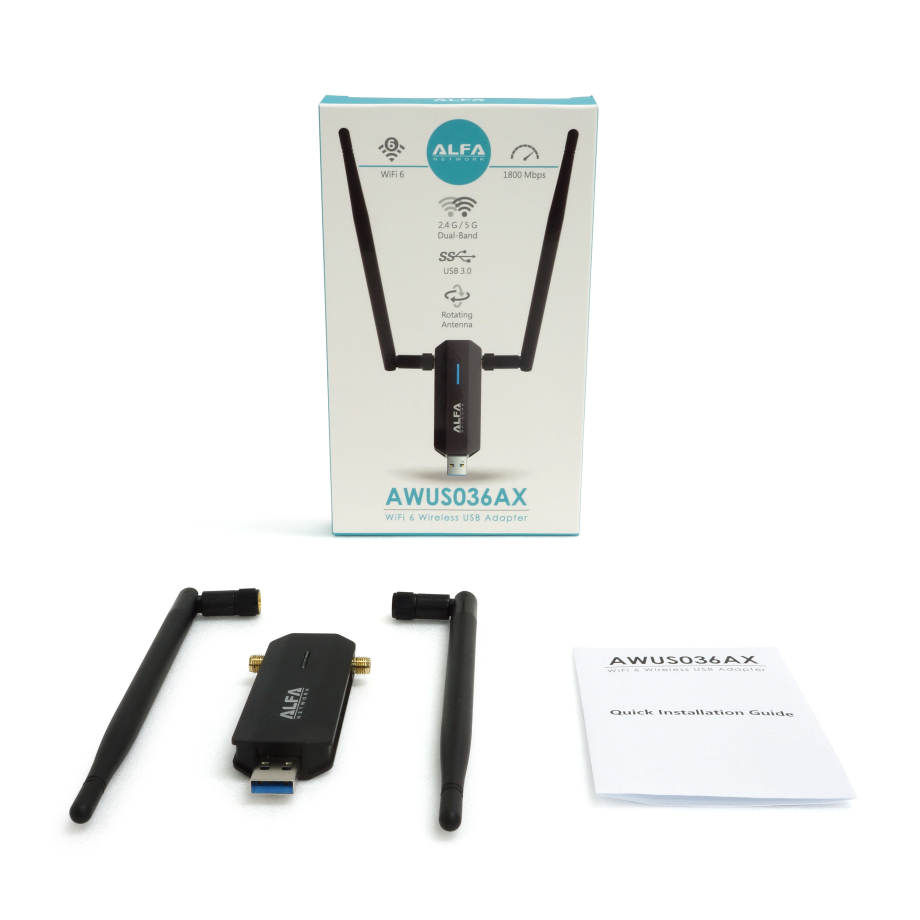 Alfa AWUS036AX USB WiFi 6 Adapter –Dual-Band High Power – תמונה 4