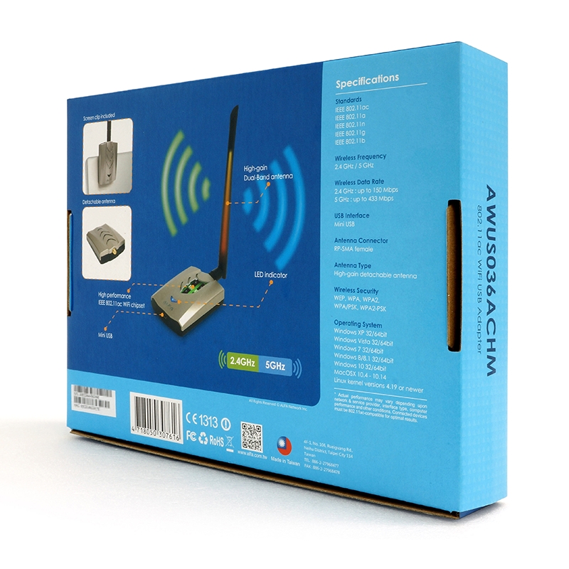 Alfa AWUS036ACHM USB WiFi Adapter –Dual-Band AC1200 High Power – תמונה 5