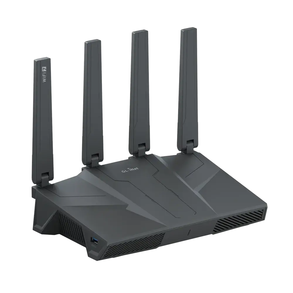 GL.iNet Flint 3 GL-BE9300 – נתב Tri-Band Wi-Fi 7 9300Mbps