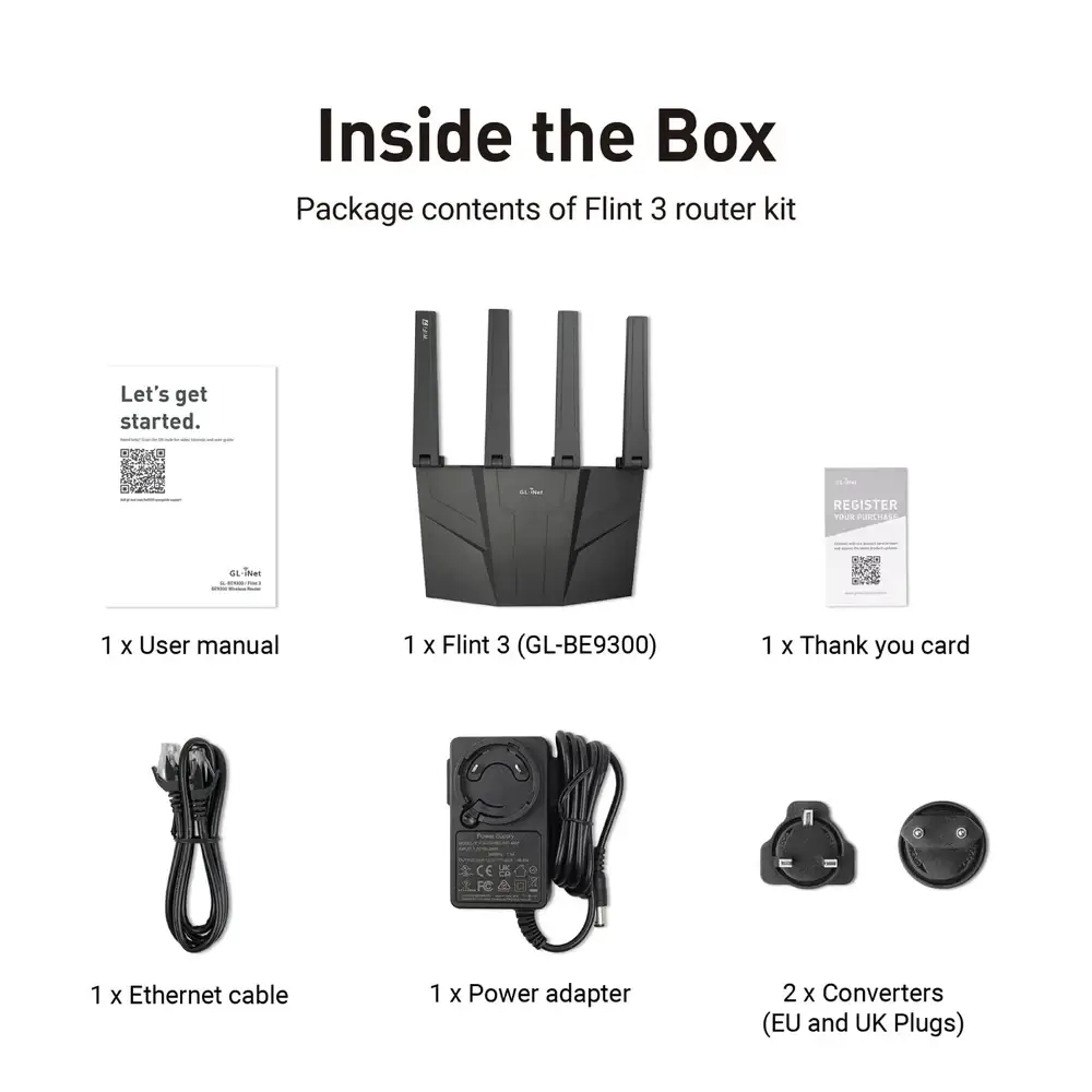 GL.iNet Flint 3 GL-BE9300 – נתב Tri-Band Wi-Fi 7 9300Mbps – תמונה 10