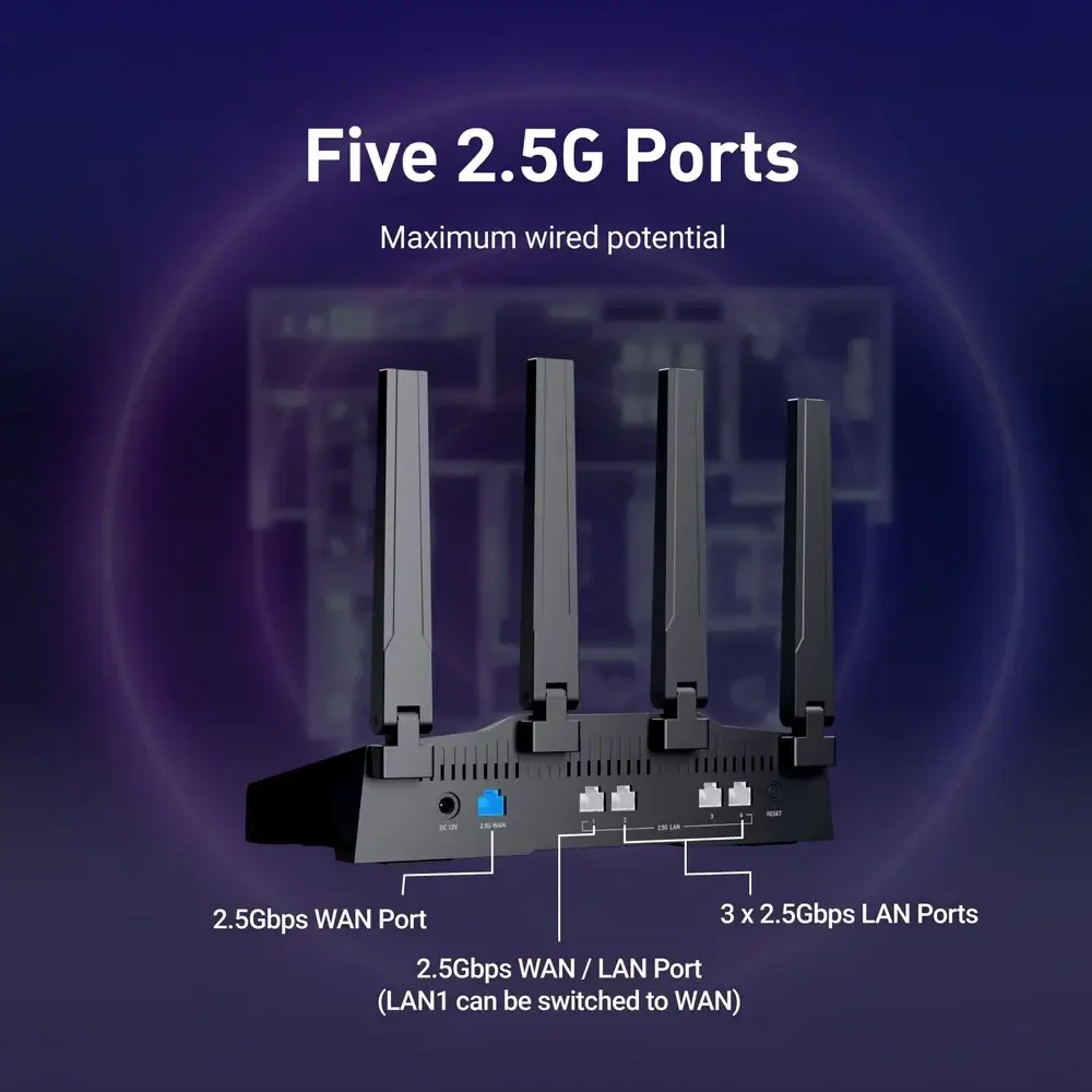 GL.iNet Flint 3 GL-BE9300 – נתב Tri-Band Wi-Fi 7 9300Mbps – תמונה 7